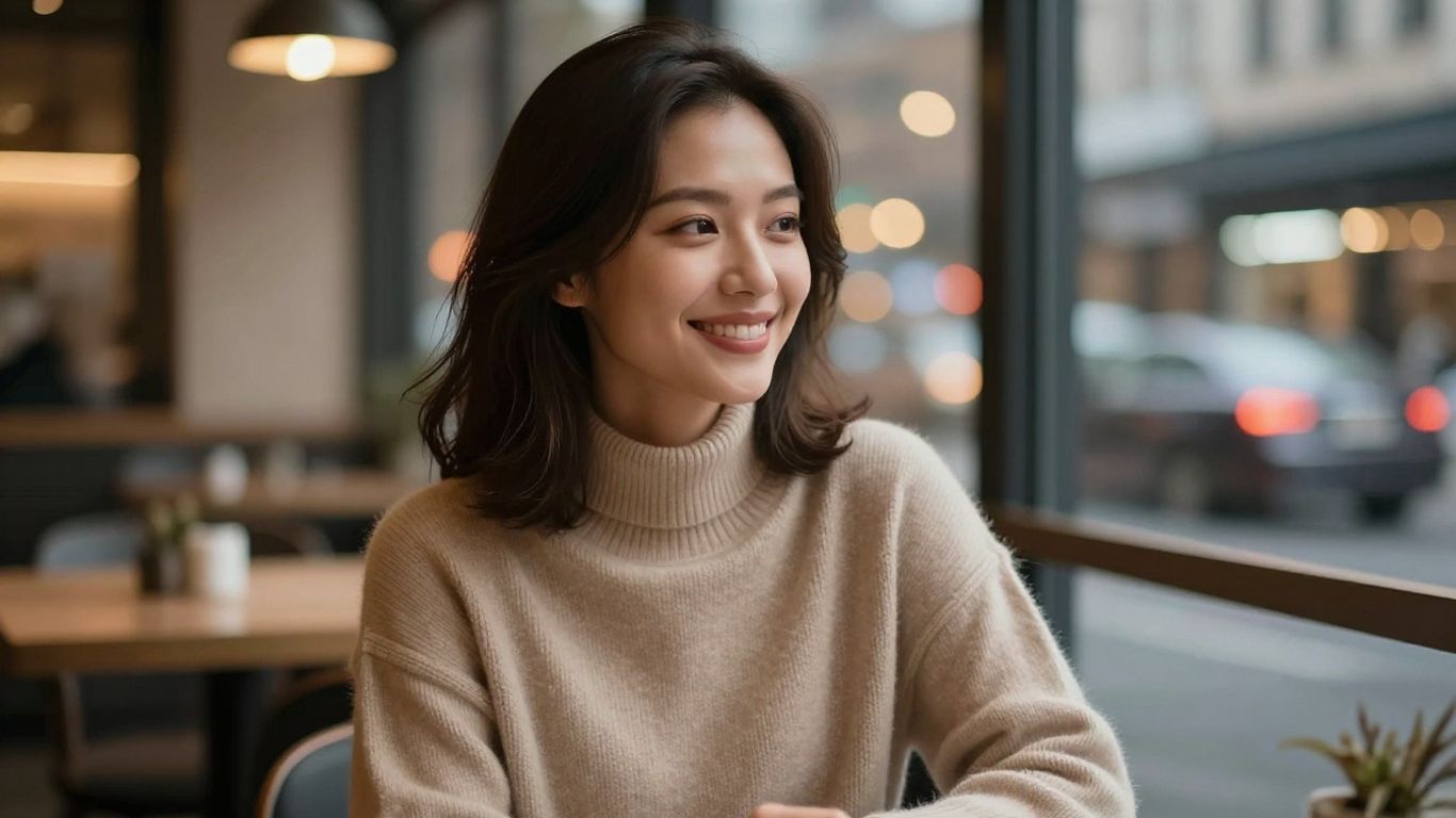AI portrait of a woman looking at a screen