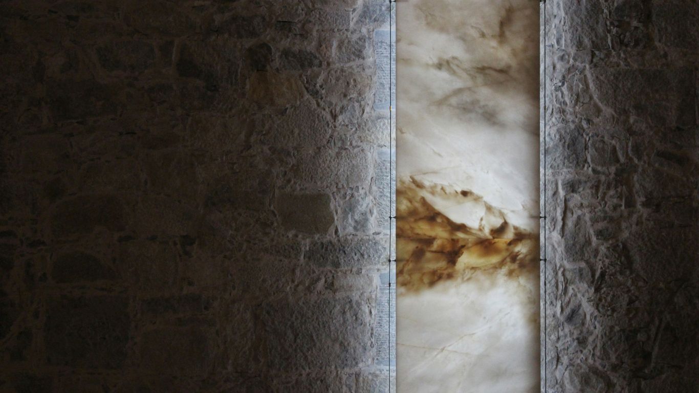 Warm backlit onyx furniture detail