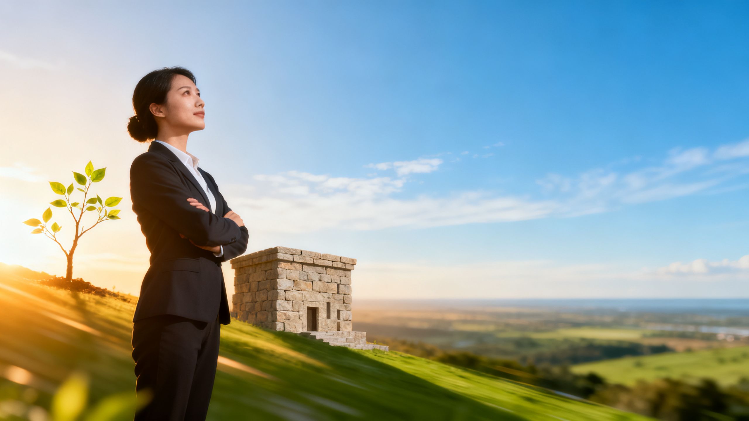 Person looking towards a bright future, symbolizing financial empowerment and growth.