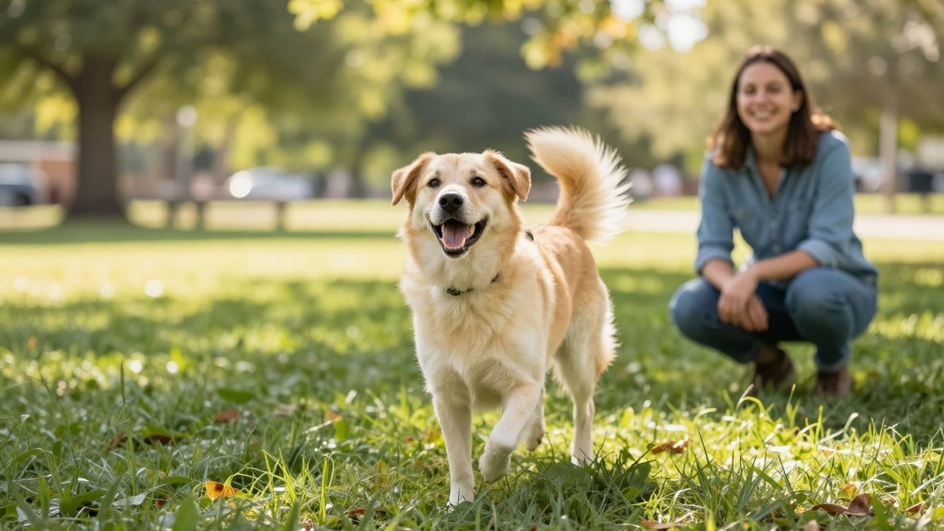 Dog running off-leash in a Tennessee park.