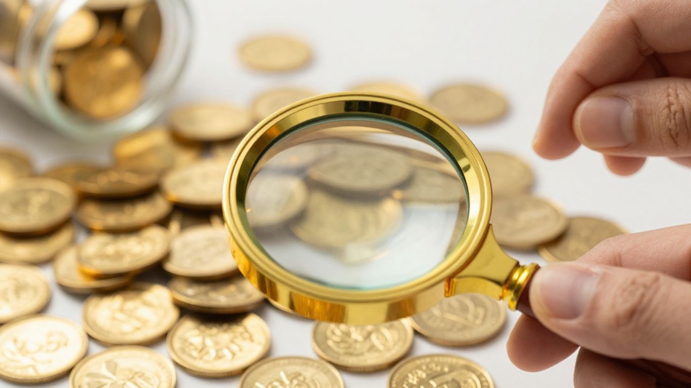 金手用放大镜检查金币。
