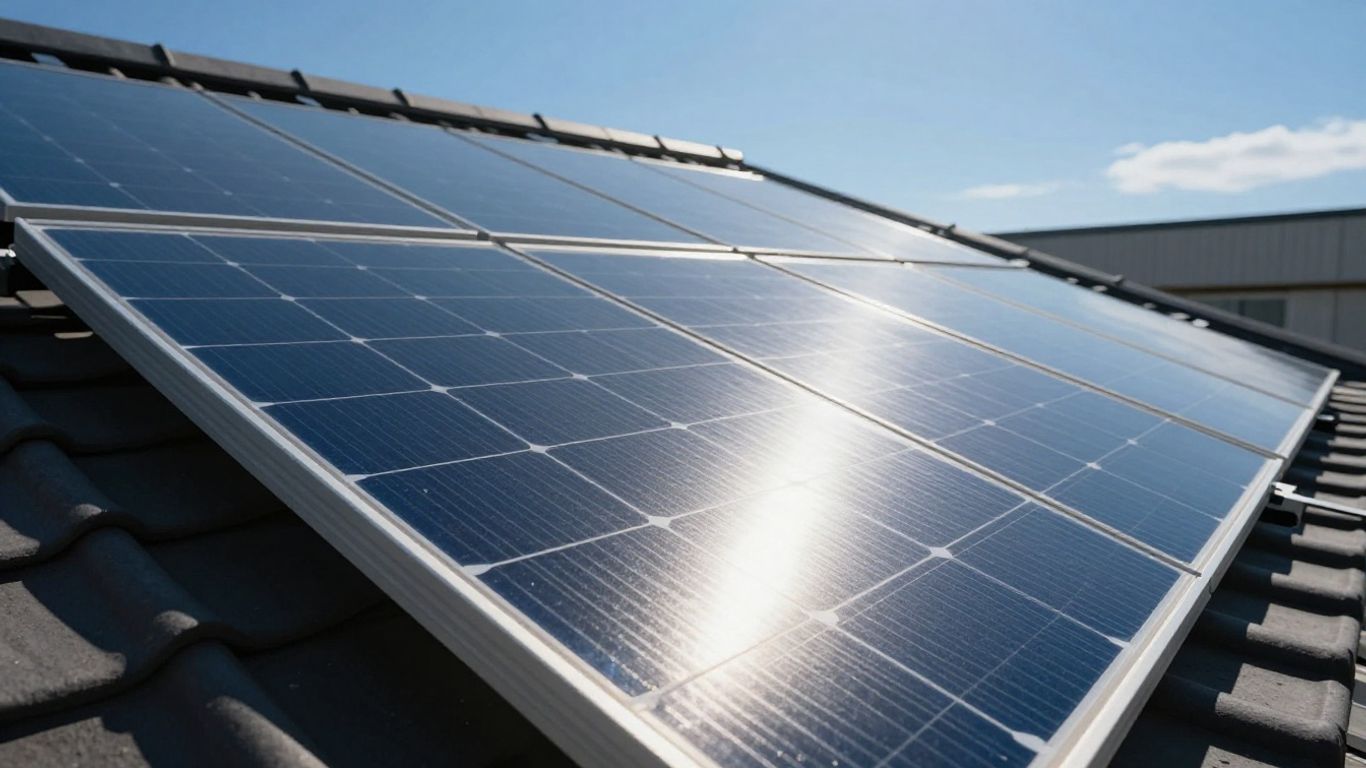 Panneau solaire hybride sur un toit ensoleillé