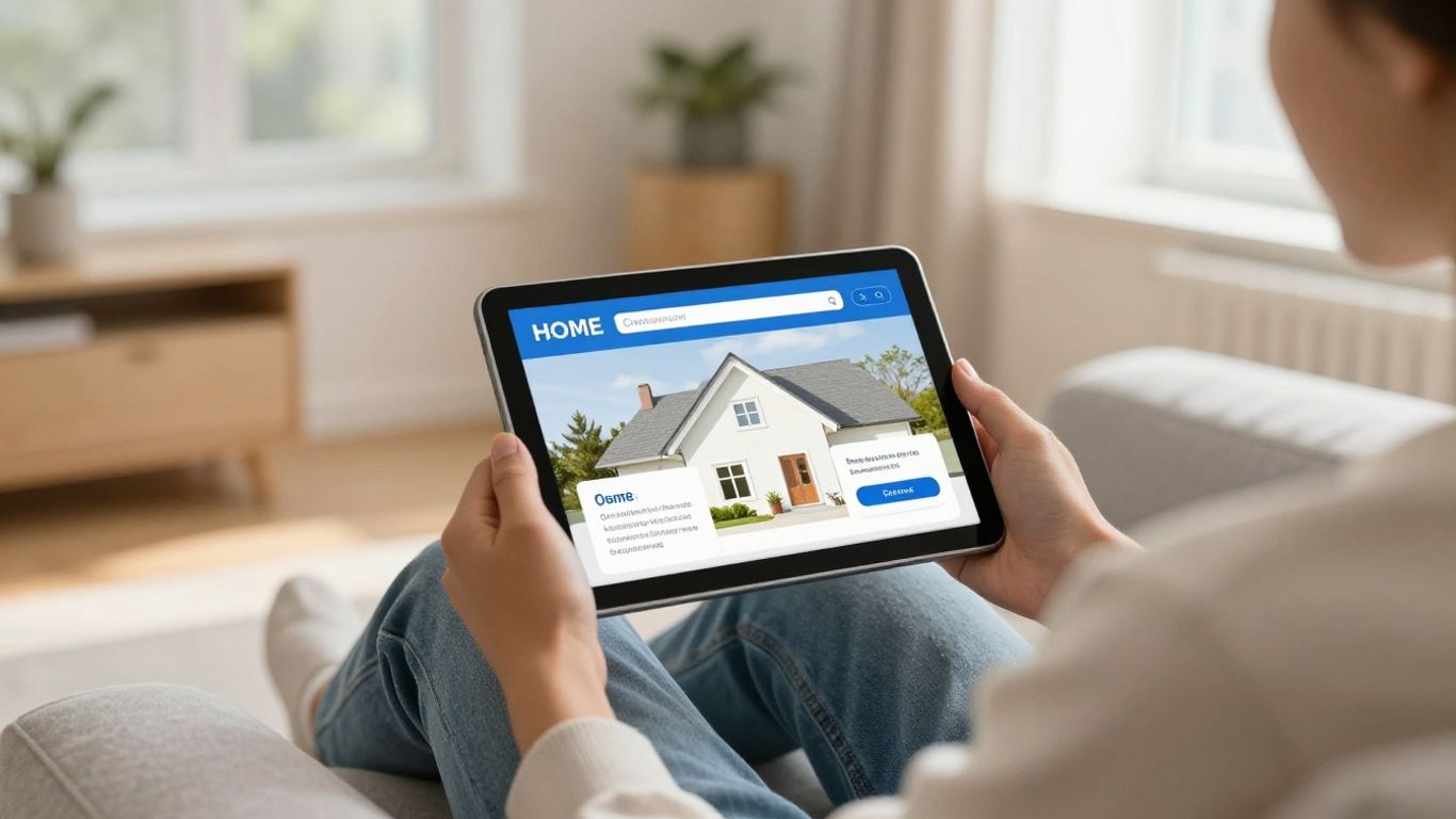 Persona relajada en un sofá con tablet comparando seguros de hogar.