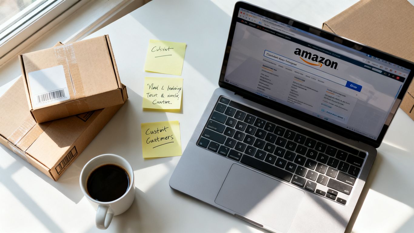 Amazon search research workspace with product notes