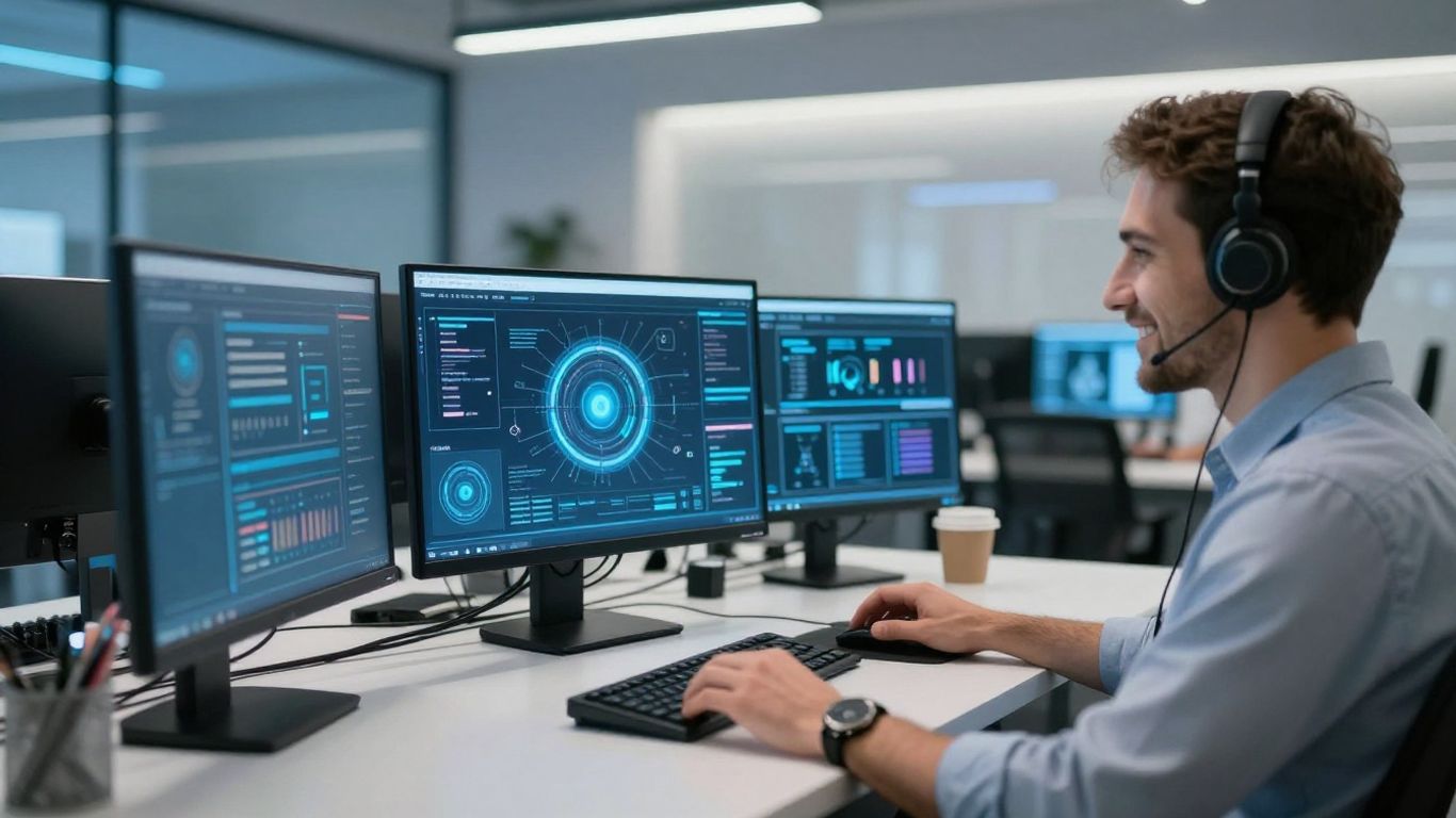 IT helpdesk with user and technician