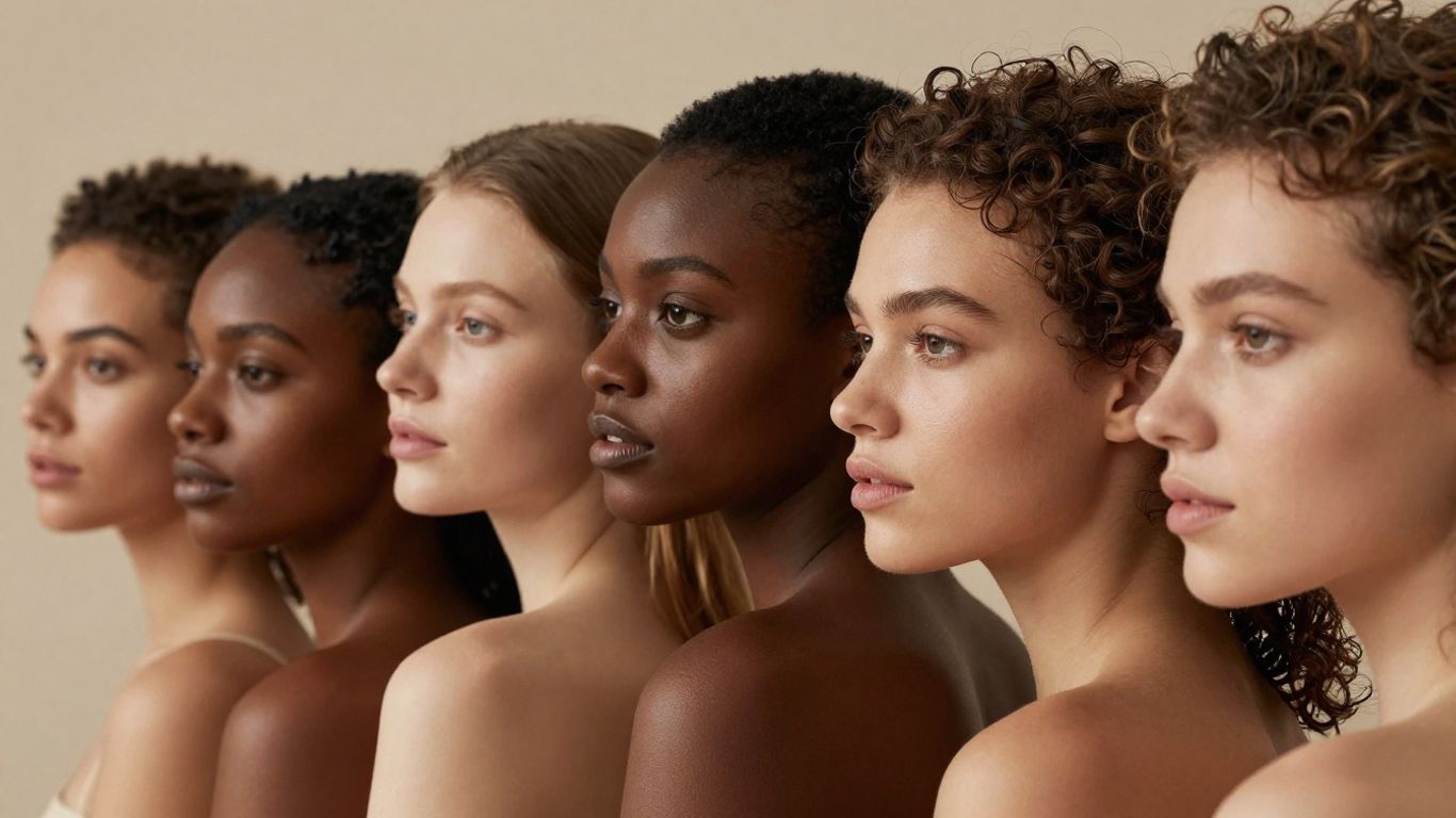Diverse individuals with various skin and hair tones.
