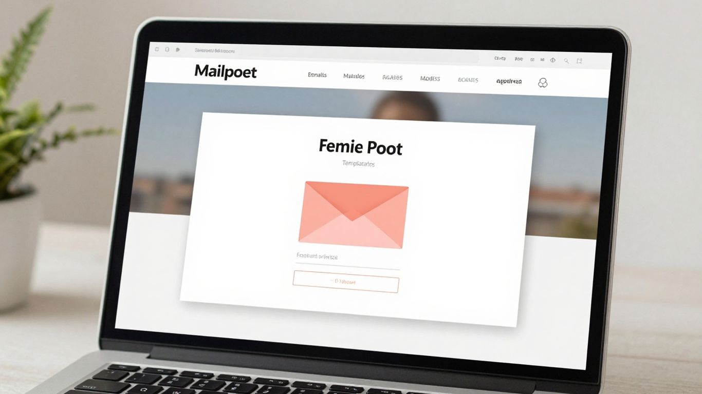 Mailpoet interface on a laptop screen