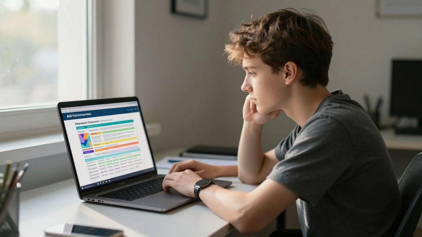 Student applying for federal financial aid online.