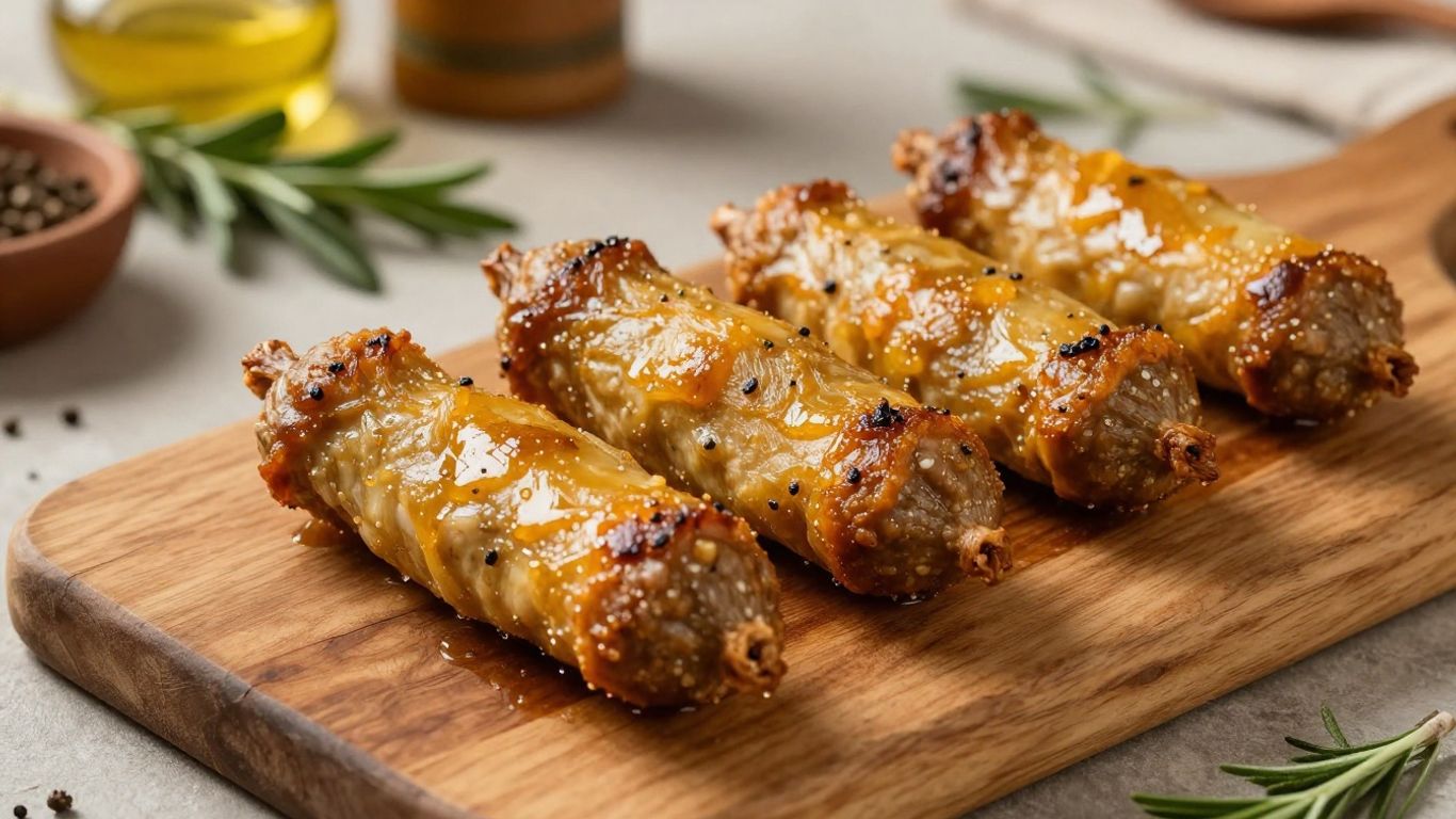 Platter of Portuguese alheiras with herbs.
