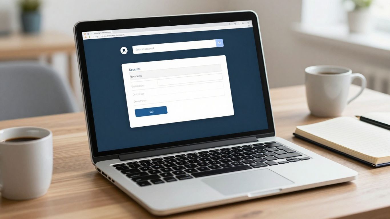 Laptop showing a secure member account login