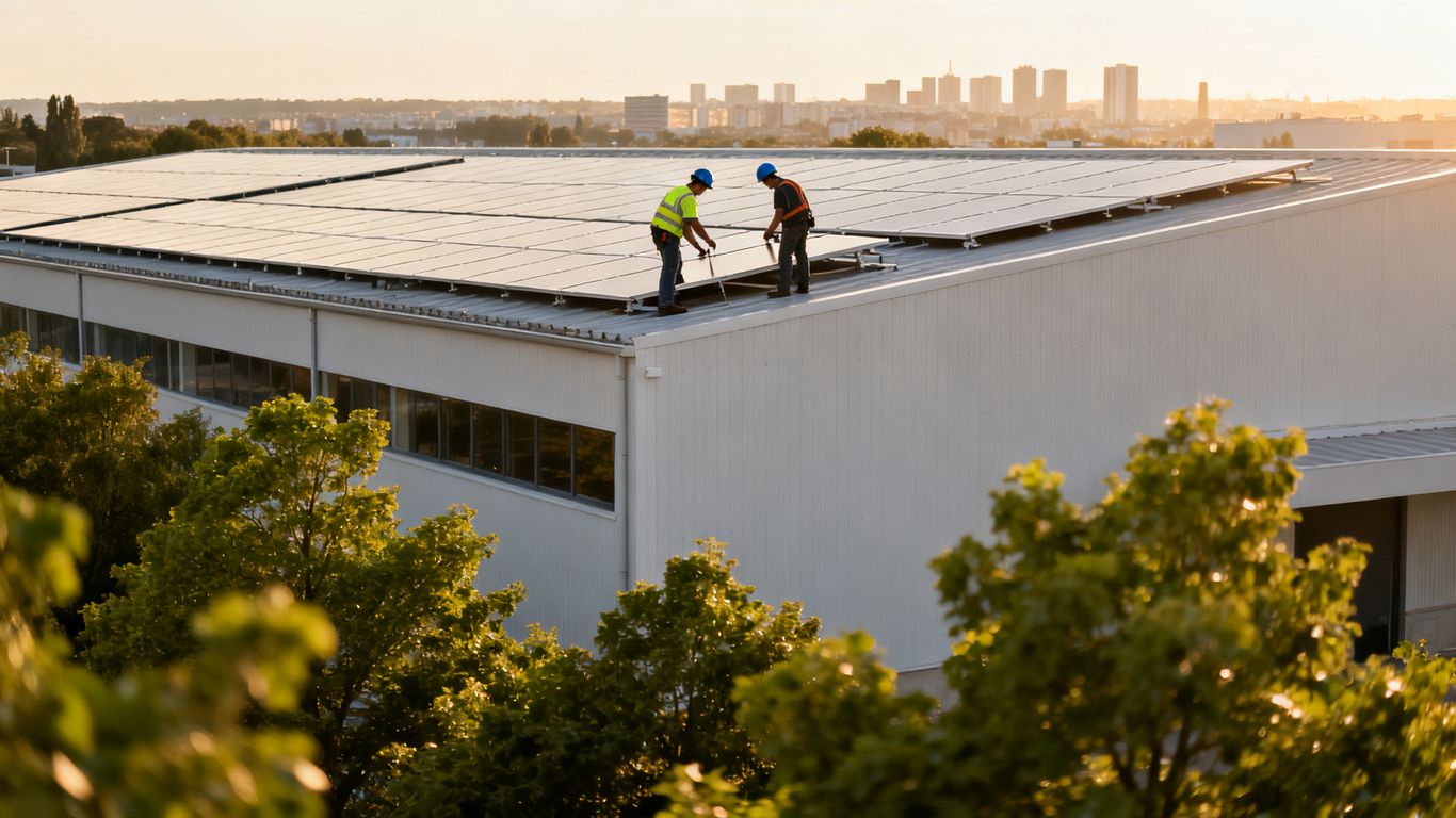 Toiture professionnelle équipée de panneaux solaires