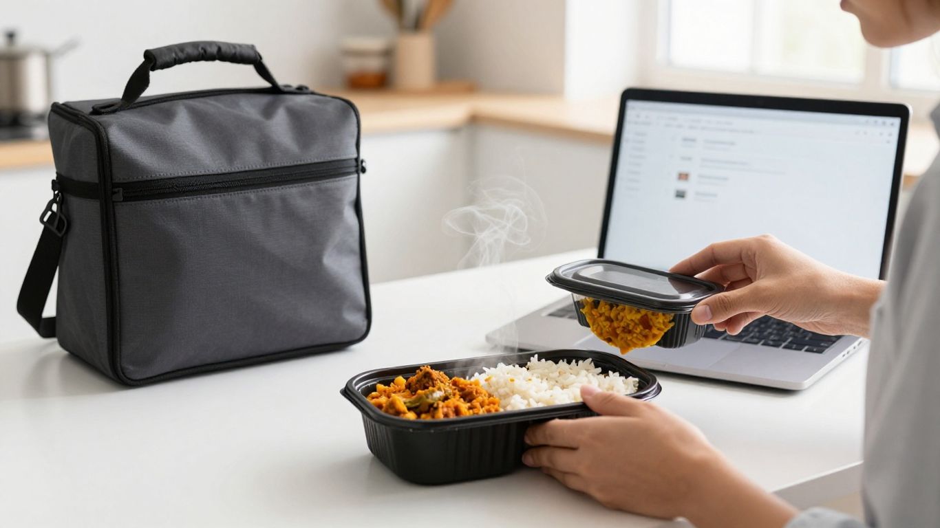 Office lunch with a neatly packed Indian meal