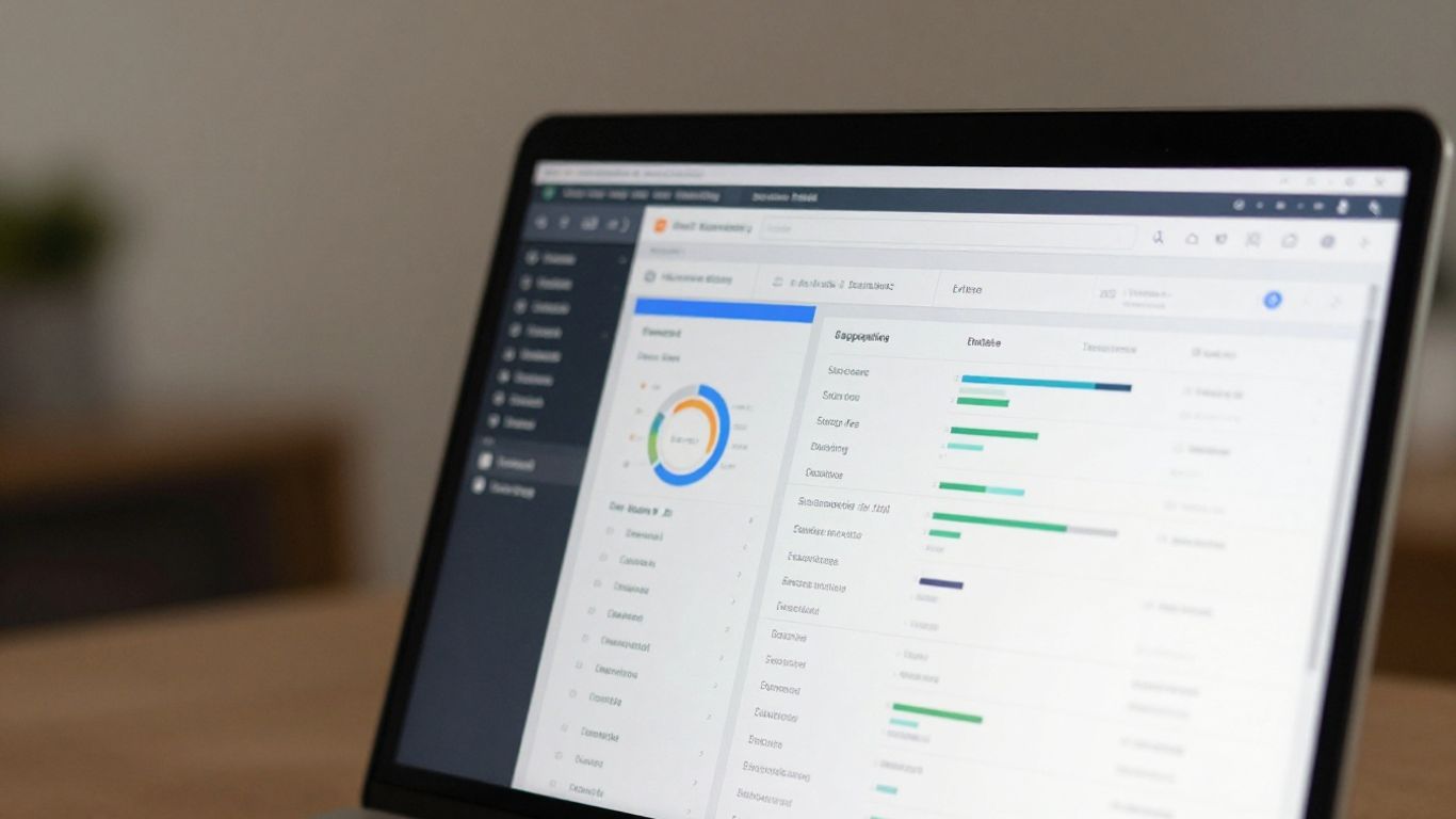 Email marketing dashboard on a laptop screen.