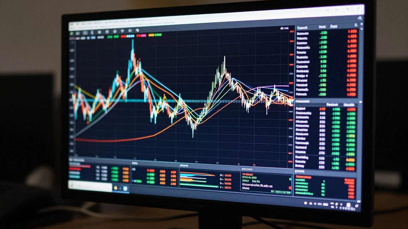 Ninjatrader desktop platform interface with abstract market data.