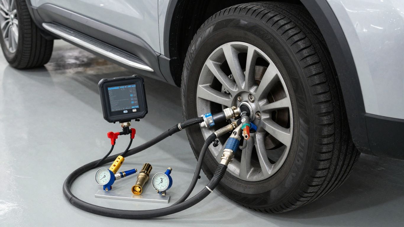 Technician testing diesel particulate filter