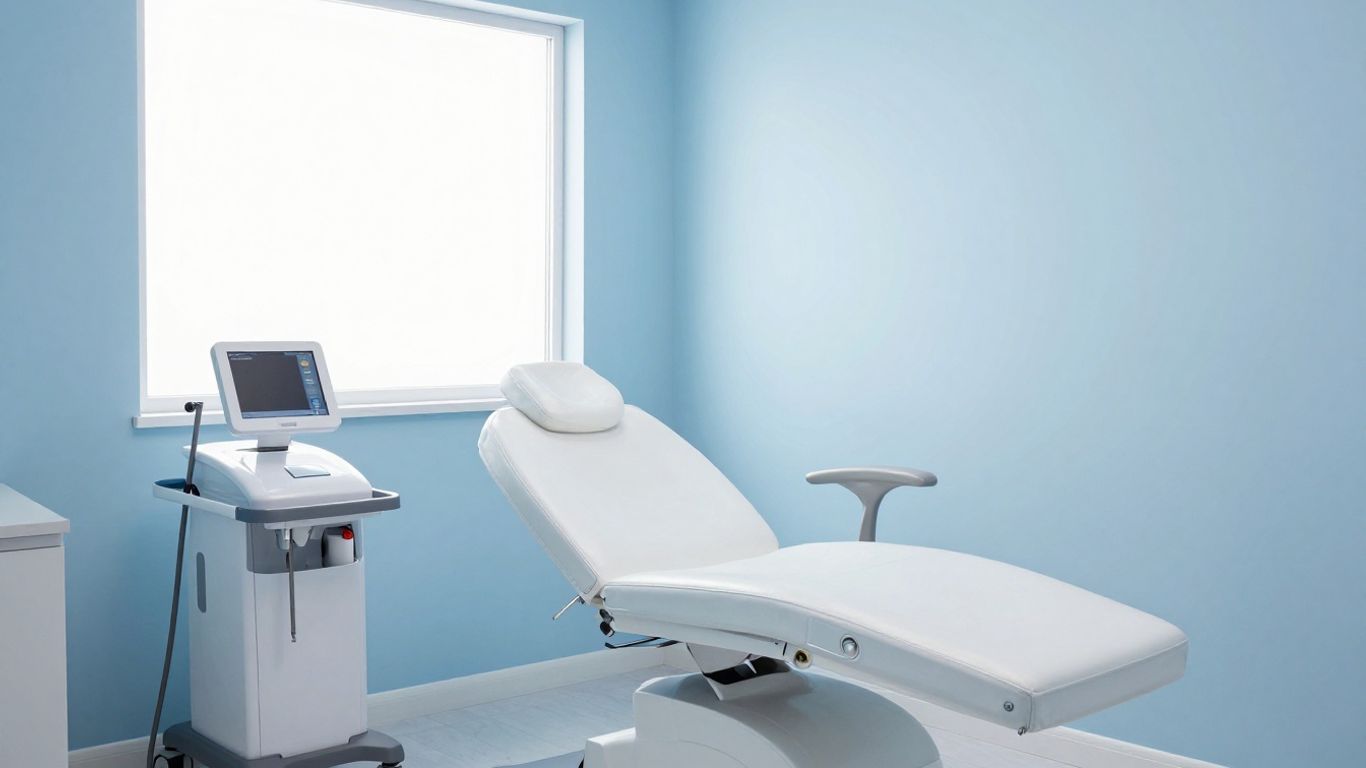A dermatologist examining skin