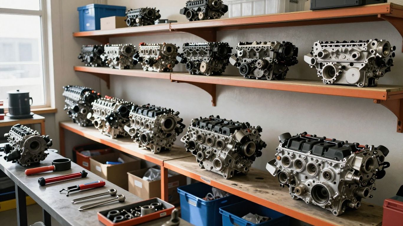 Used Toyota engines in a workshop on the Gold Coast.