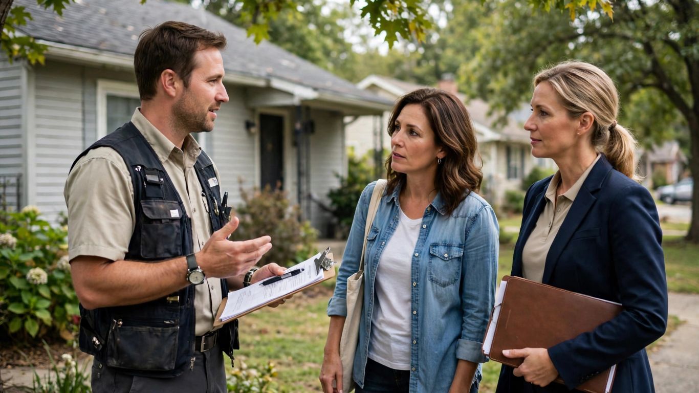 Local home inspection conversation outdoors