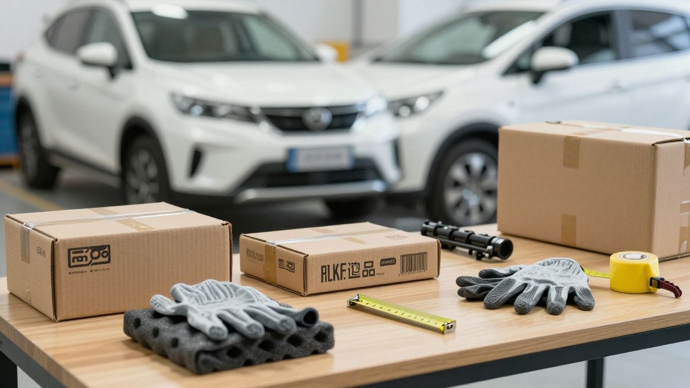 Packed automotive replacement parts ready for shipment