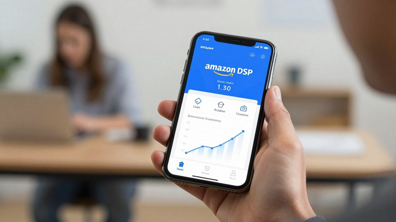 Amazon DSP interface on a smartphone screen.