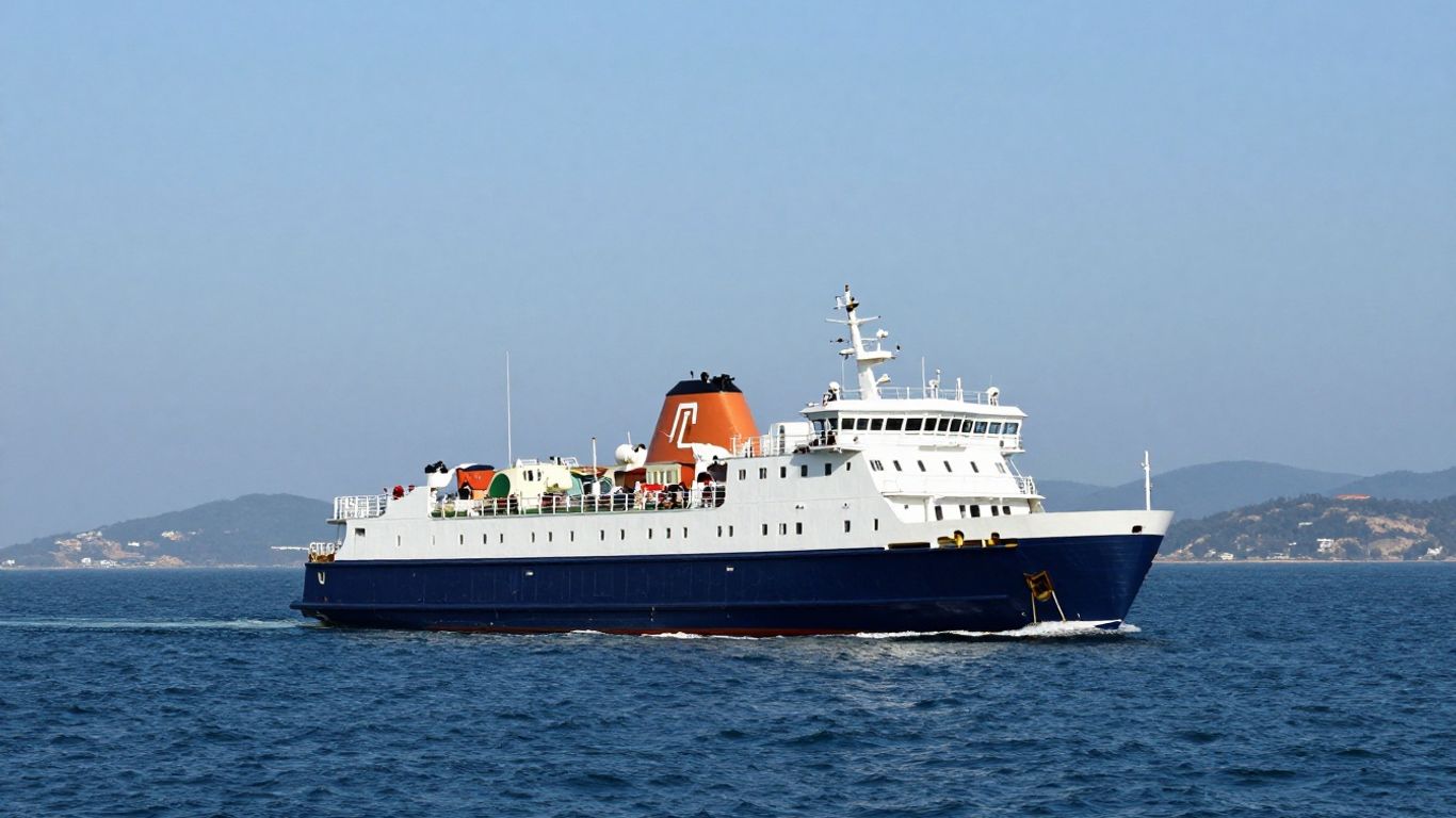 Ferry sailing across the sea to Igoumenitsa.