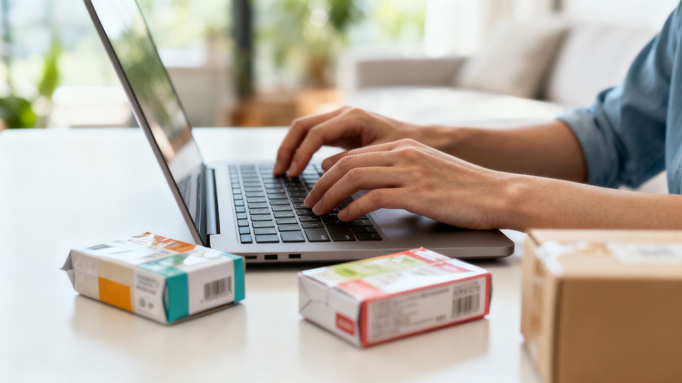 Shopper comparing products on a laptop
