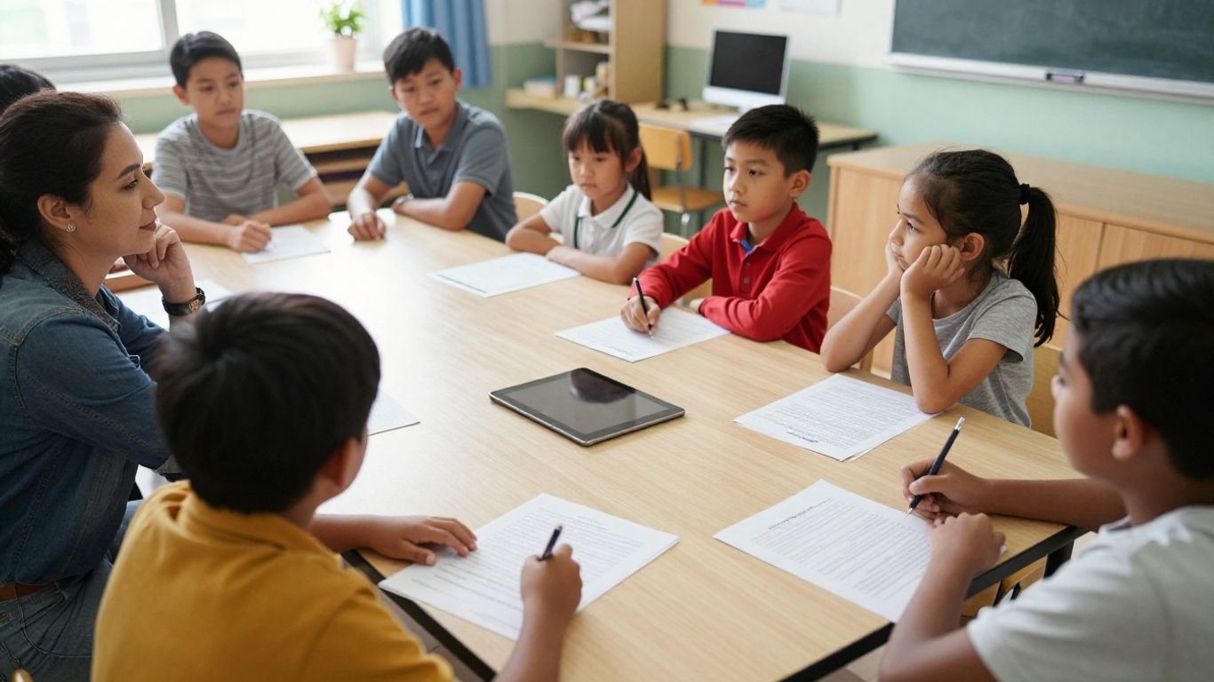 Teacher sharing clear school update with family