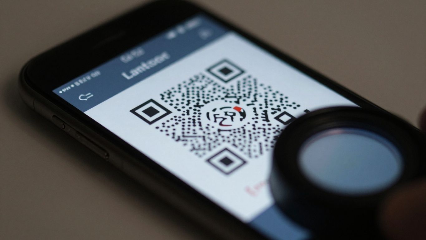 Smartphone scanning a QR code.