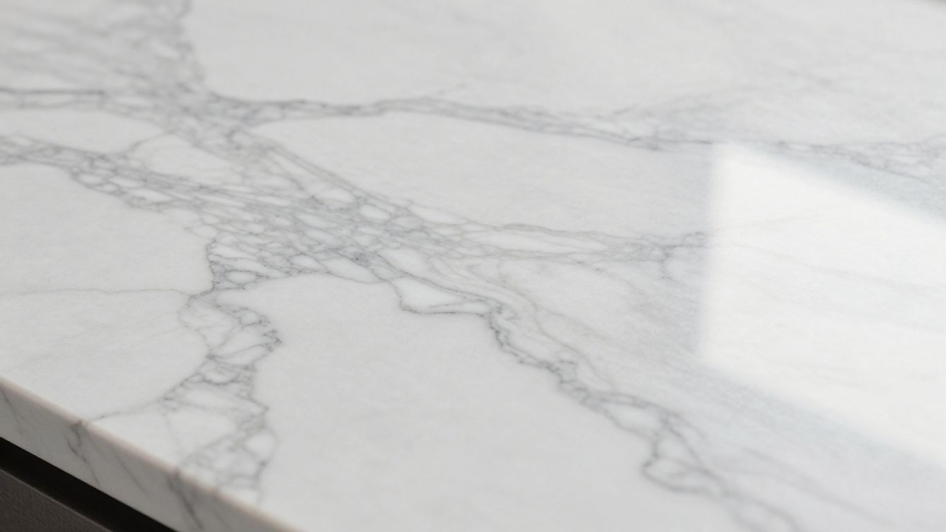 Cultured marble countertop with subtle grey and white patterns.