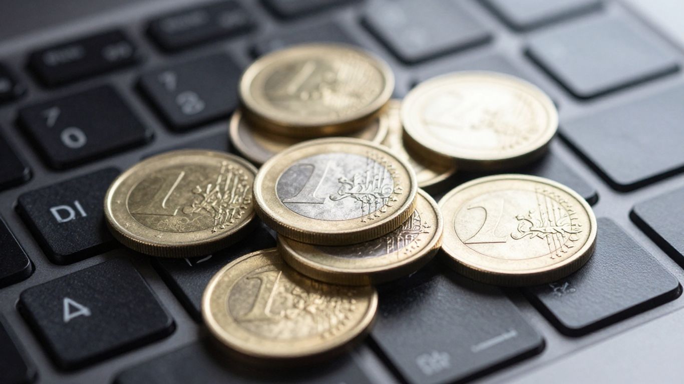 Euro-Münzen auf einer Tastatur
