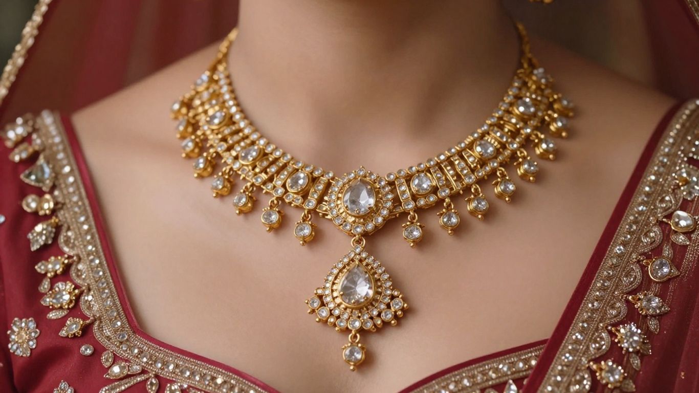 Bride wearing a modern diamond mangalsutra