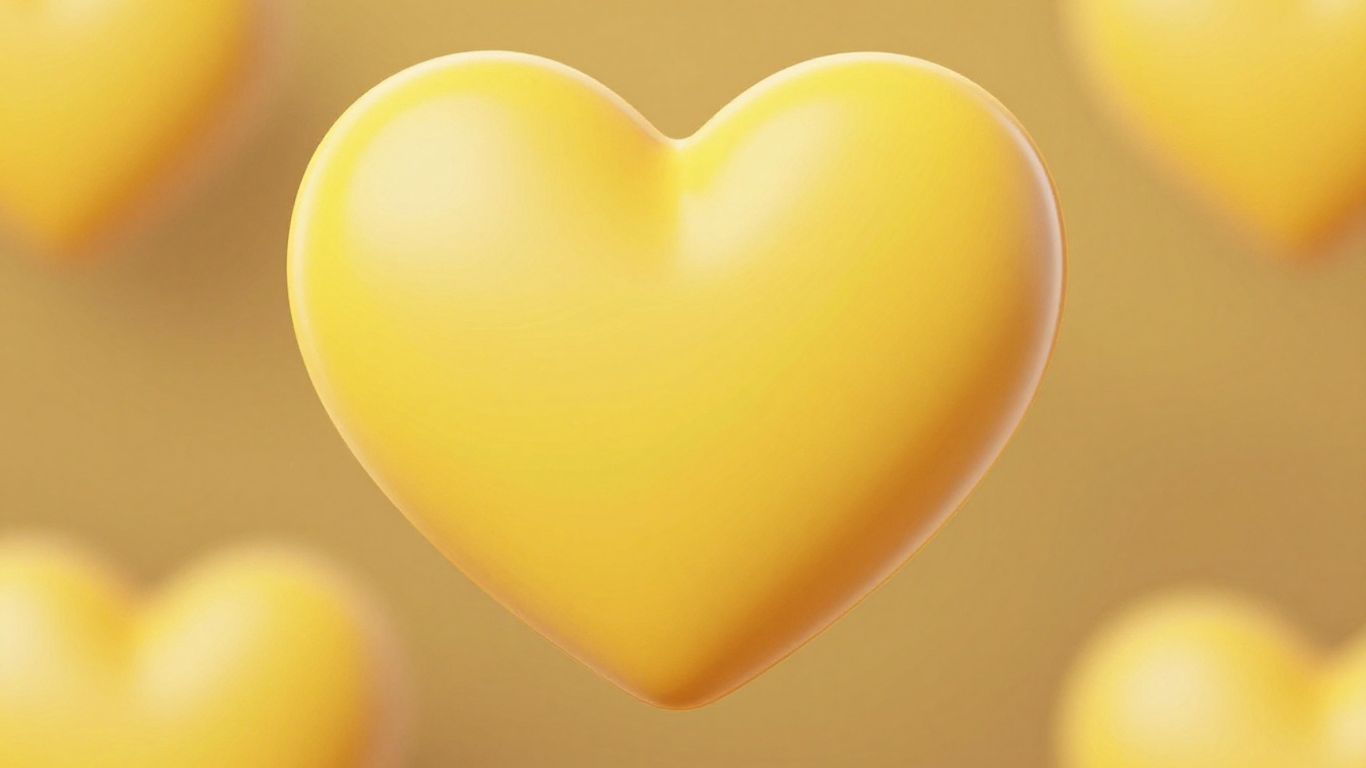 Emoji coeur jaune sur fond flou.