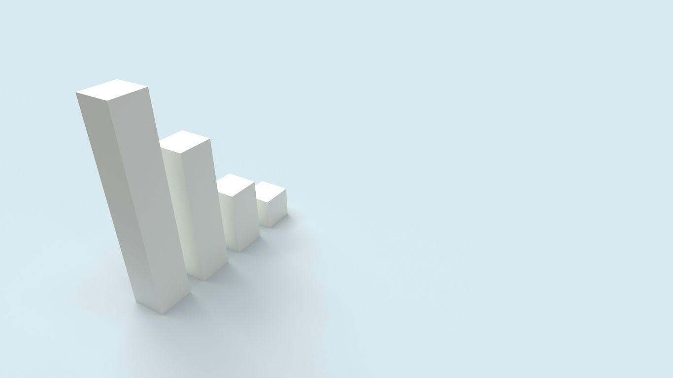 a bar chart is shown on a blue background