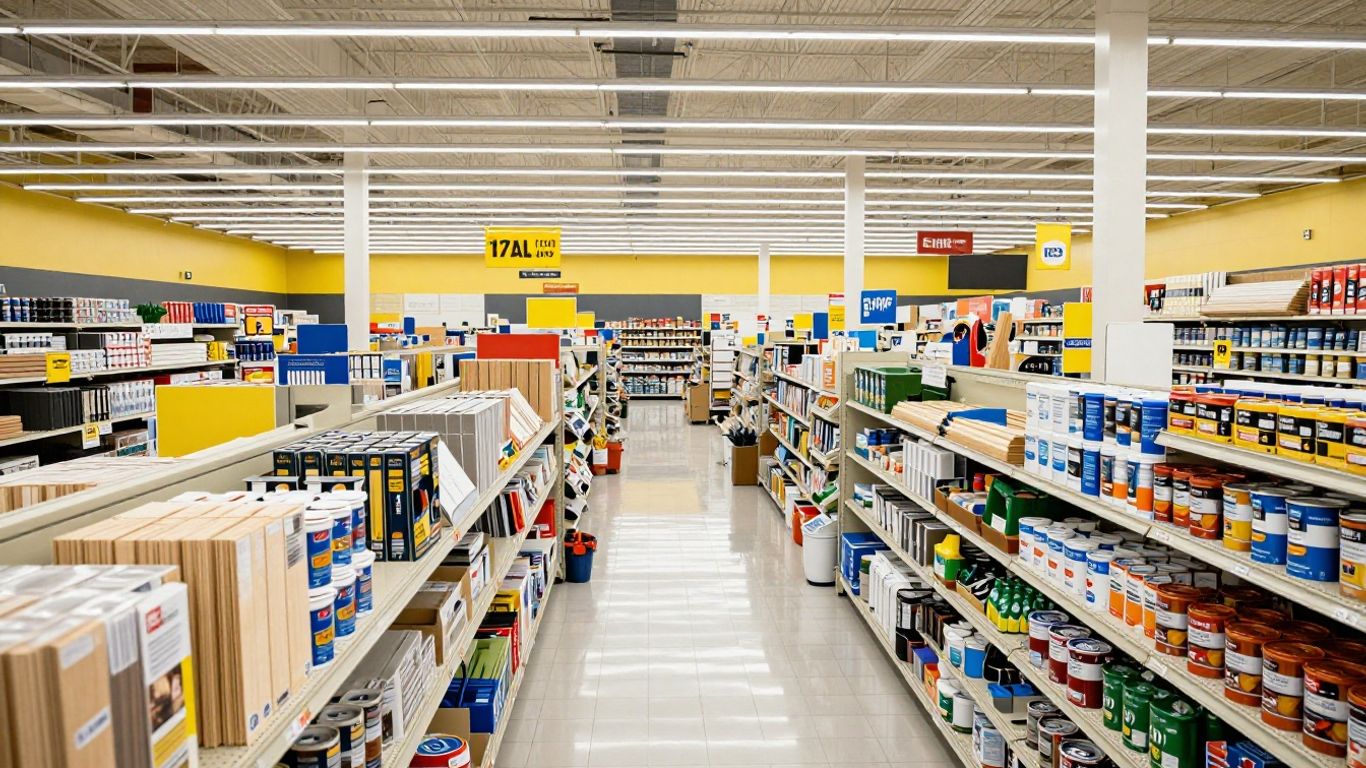 Vast interior of a large home improvement store.