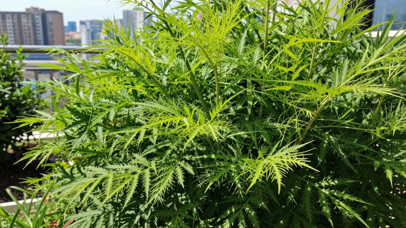 Pflanze im Stadtklima unter Sonne und Wind