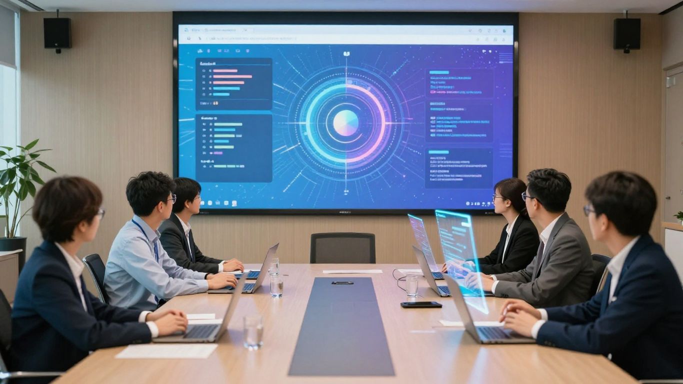 Virtual event presentation with holographic interfaces.