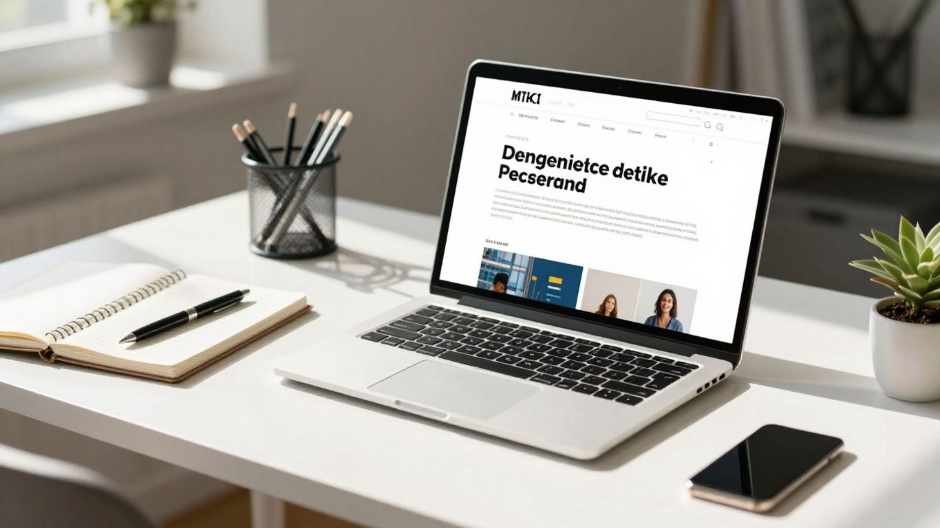 Workspace with laptop showing website analytics