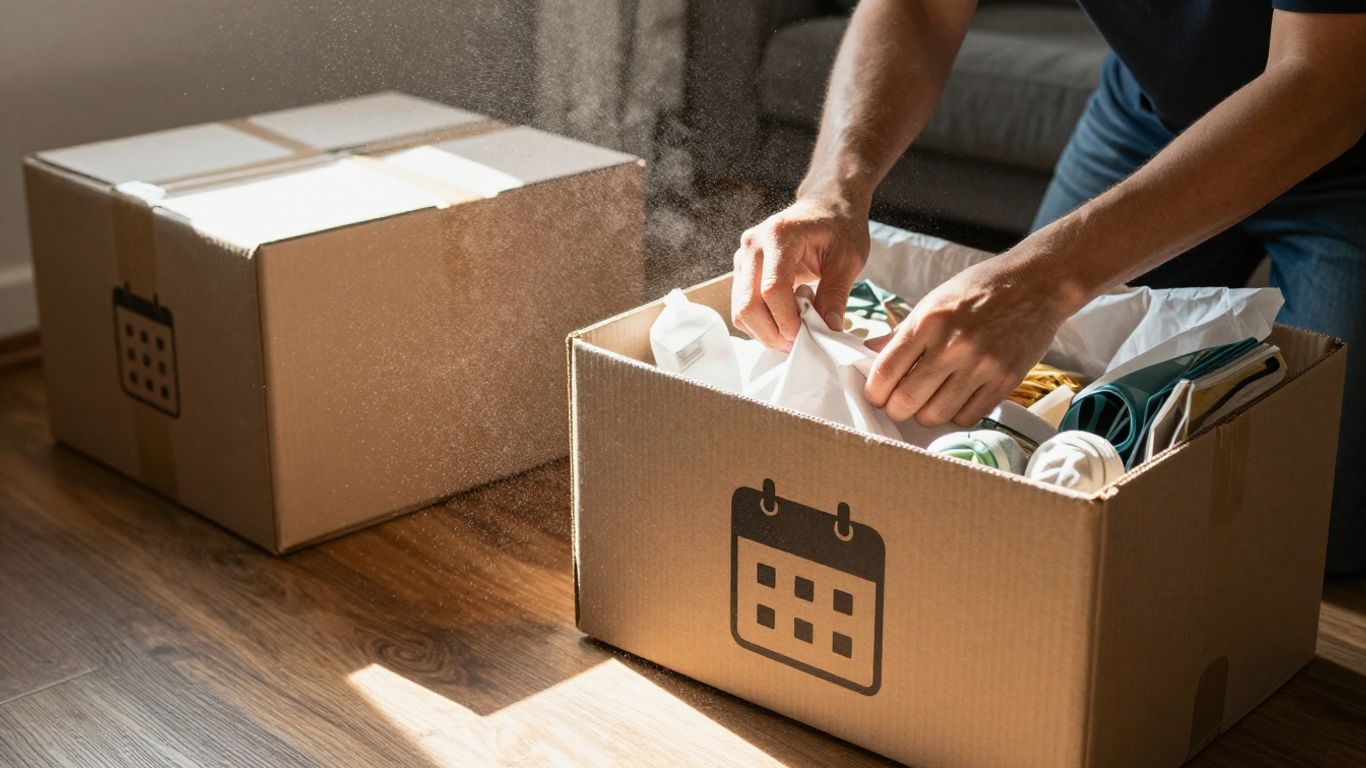 Person packing boxes for a move.