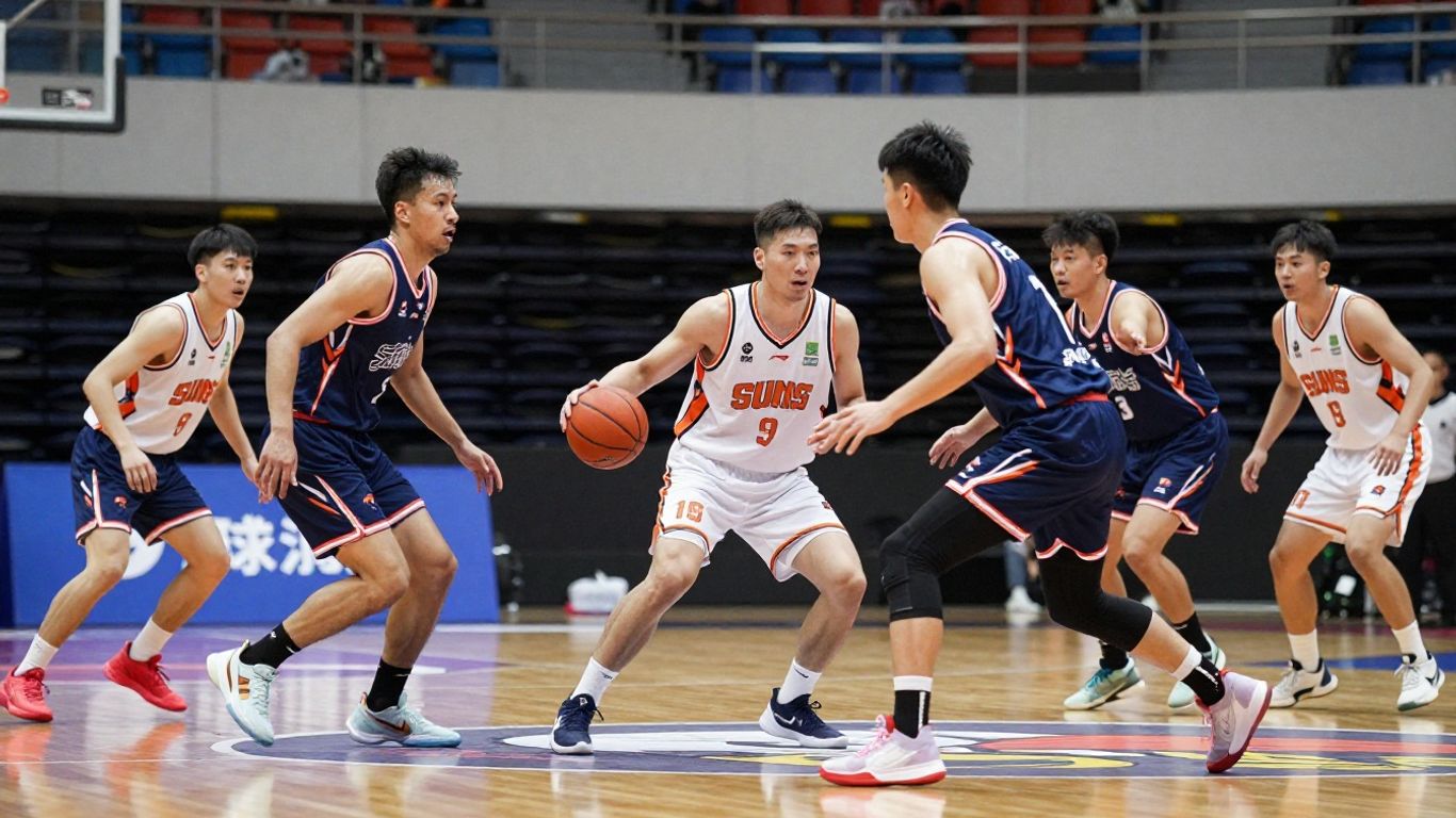 Moreton Bay Suns basketball team playing on court