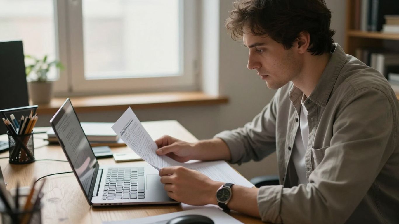 A trader reviewing account terms at a desk