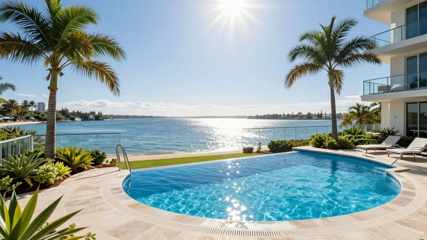 Broadbeach apartment with pool and waterfront view.