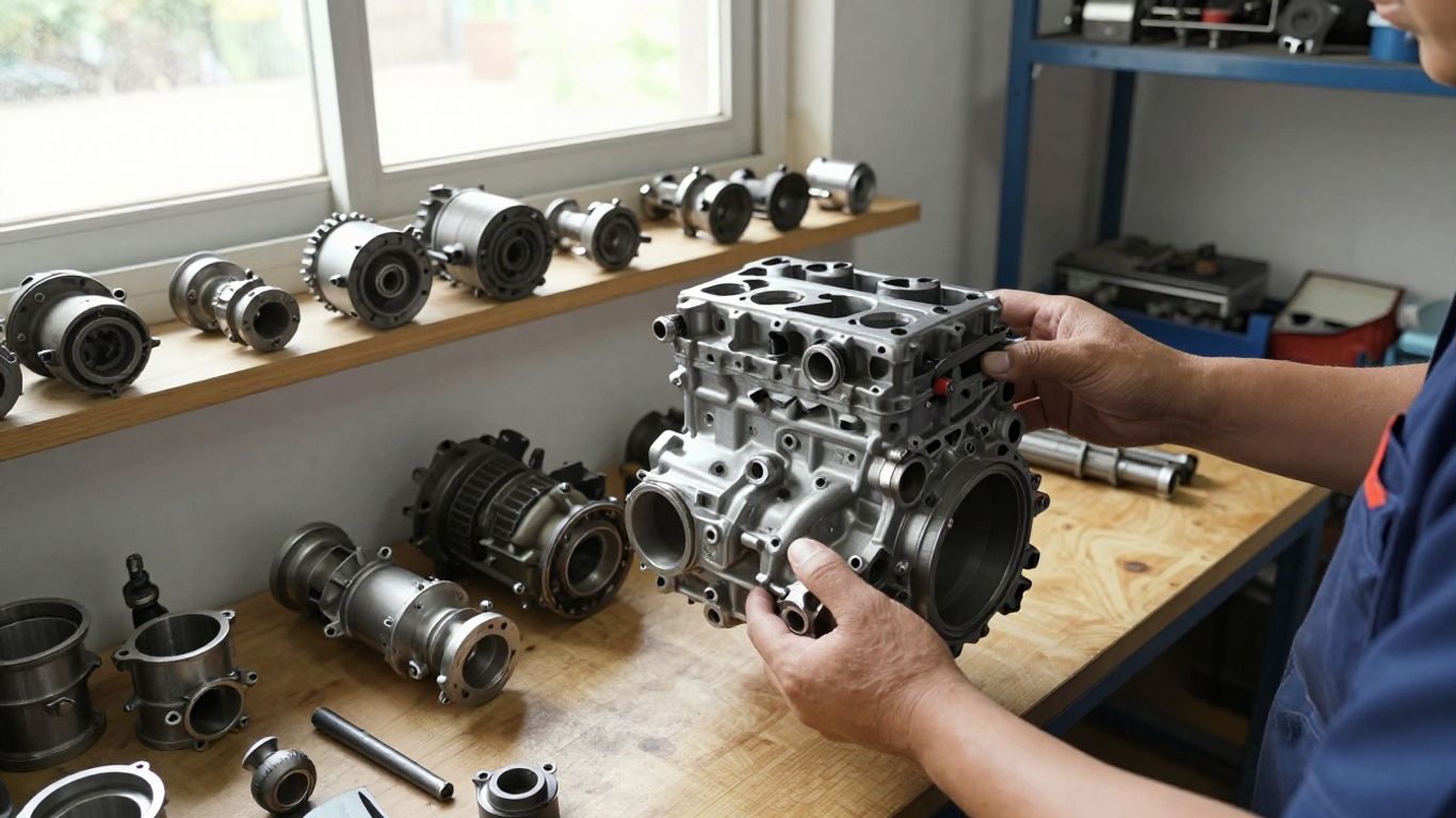 Toyota Hilux parts in a workshop