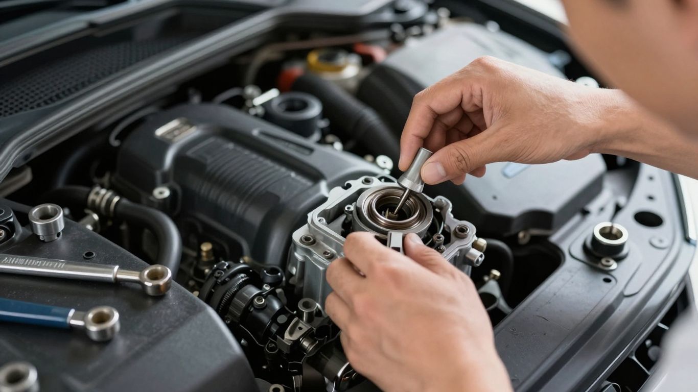 Mechanic working on BYD car engine