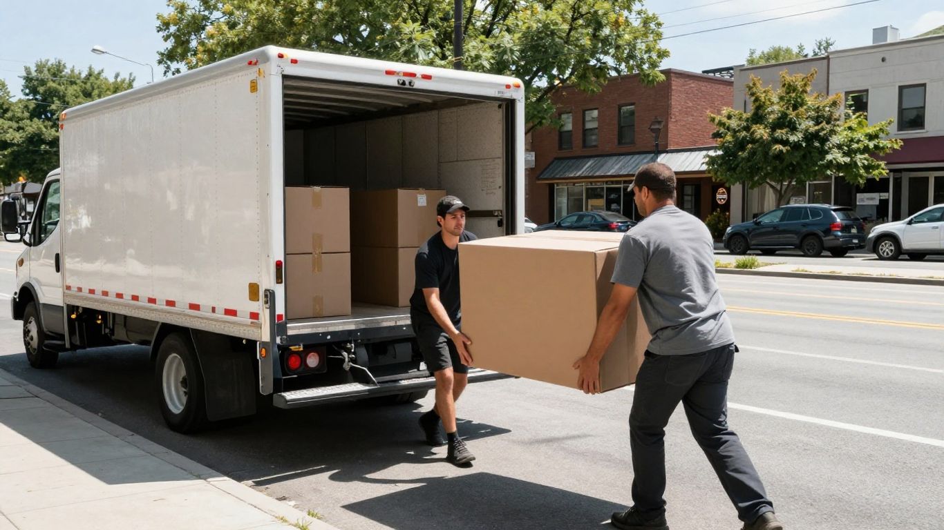Albany movers loading a truck with boxes.