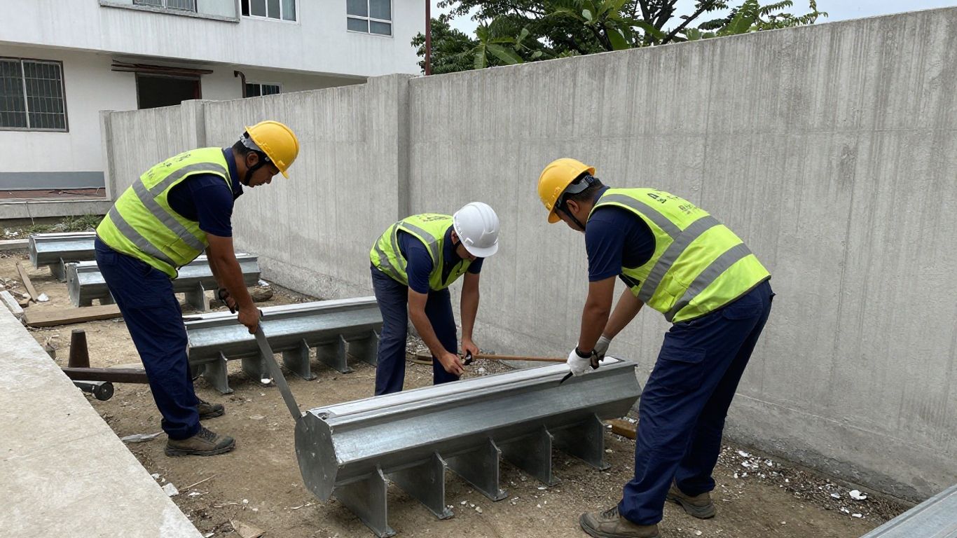 Engineers installing deep stabilization piles