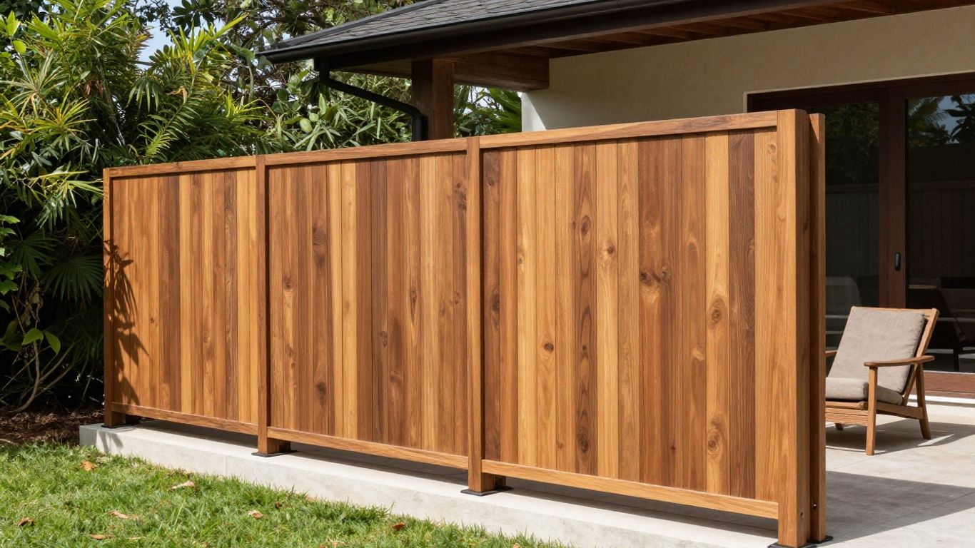 سواتر بديل الخشب مثبتة حول فناء منزل