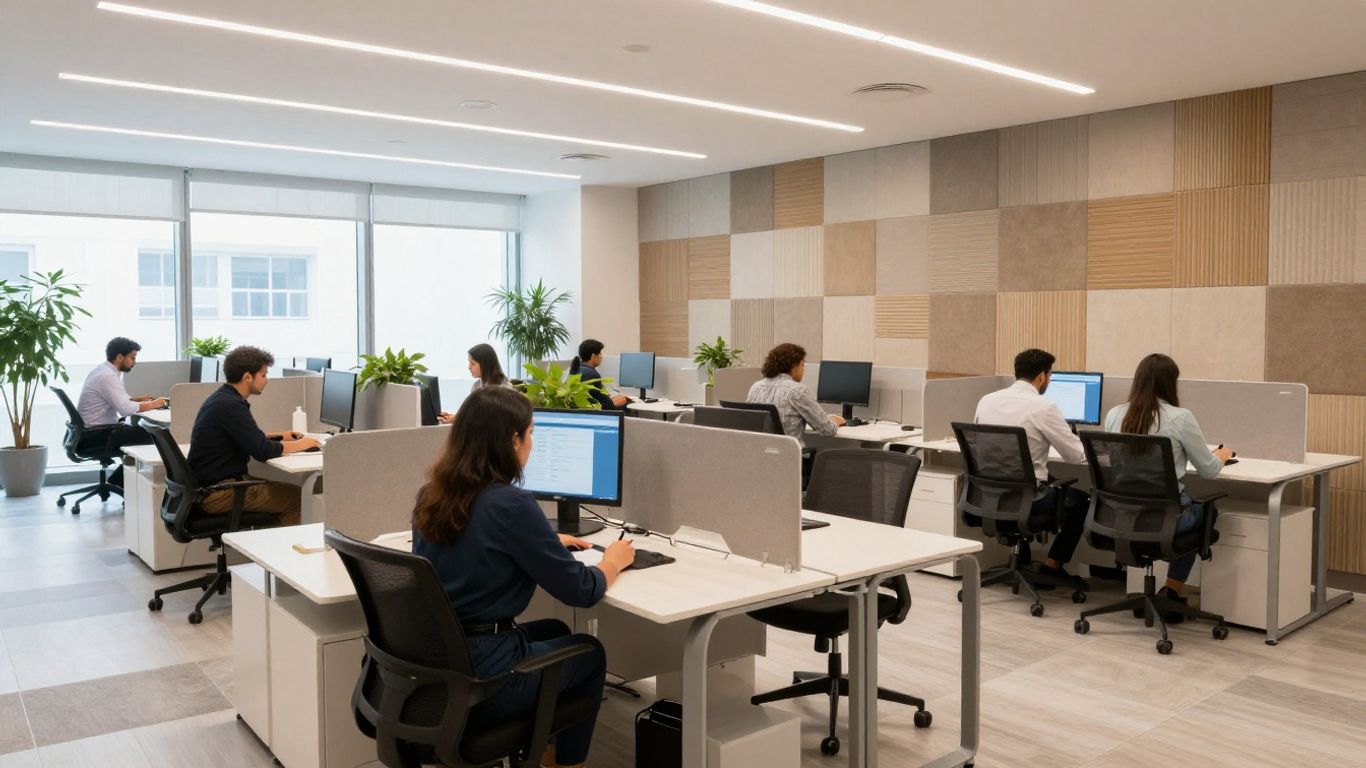 Bright modern Kuwait office with ergonomic workstations