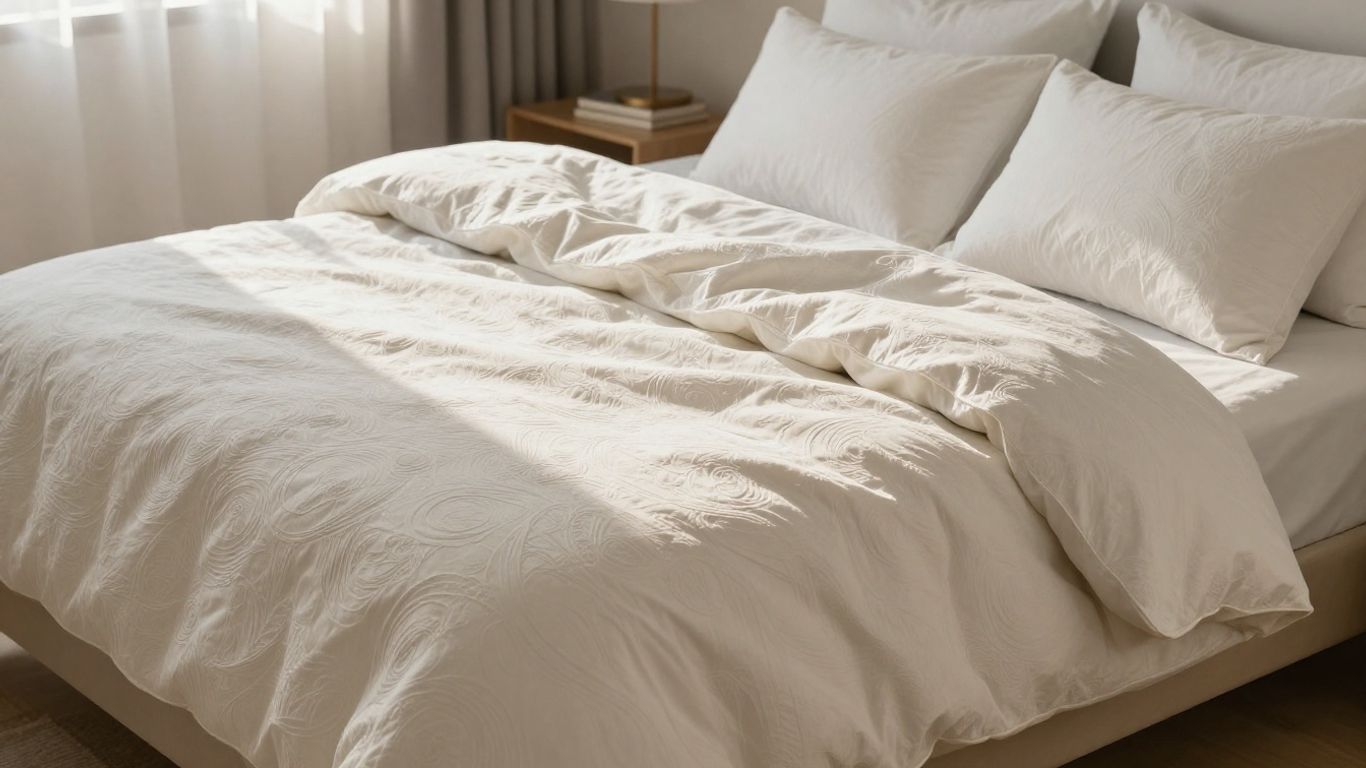 Cozy duvet cover on a well-made bed.