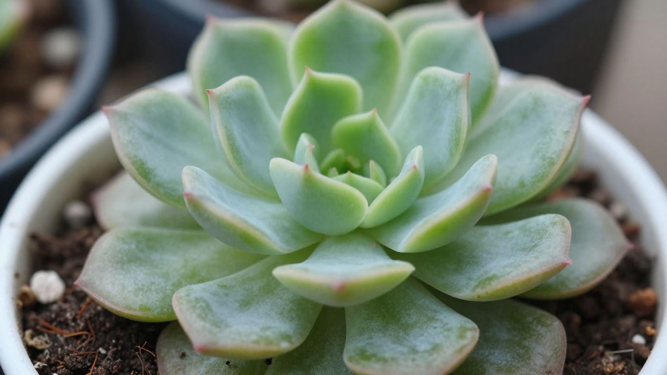 Suculenta sana con tierra seca, lista para ser regada.