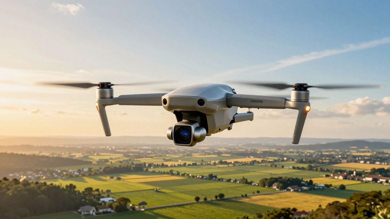 DJI Flip drone capturing a landscape photo.